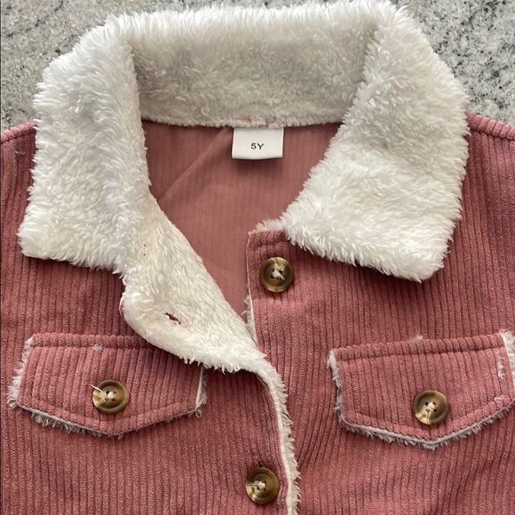 Kids Pink Corduroy Jacket with Faux Fur Collar l 5Y - Picture 2 of 4